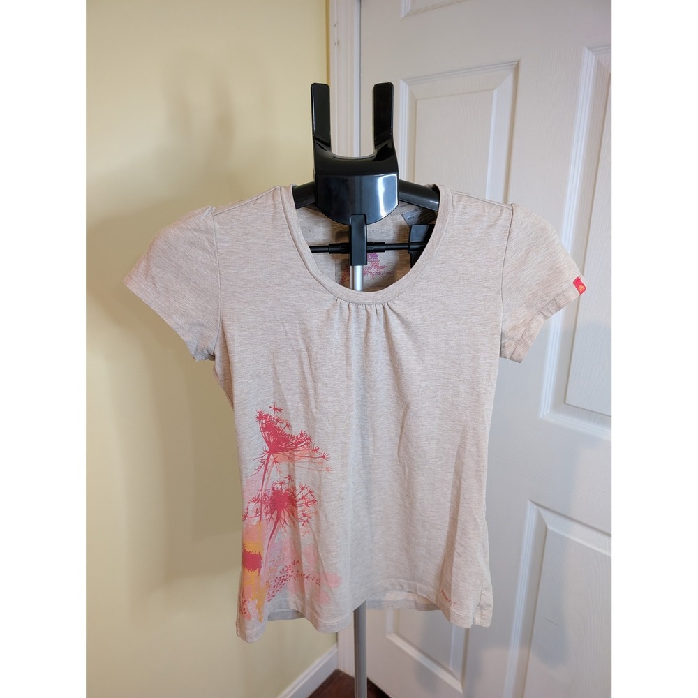 Nike ACG Graphic T-Shirt Tan Pink Floral Nike Fit Dry - Size S